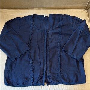 Wrap London Navy Blue Open Front Cardigan Blouse 18